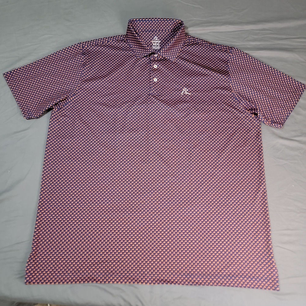 Rhoback Polo Shirt Mens 3XL Multicolor Golf Performance The Lover Virginia State - Picture 2 of 5